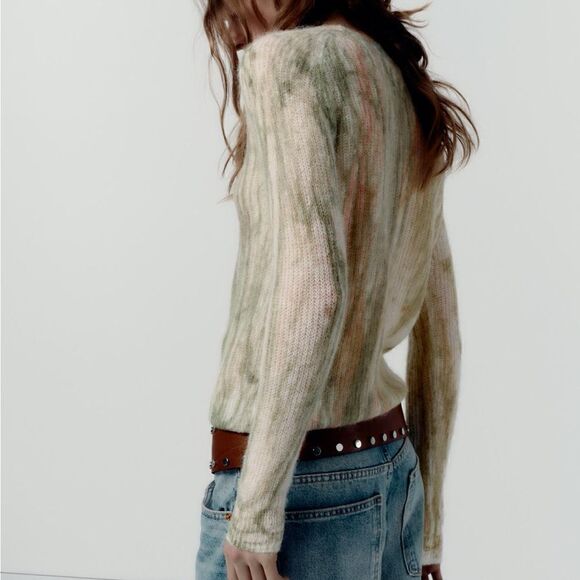 Zara Alpca Wool Blend Tie Dye Long Sleeve Knit Sweater - Picture 4 of 7